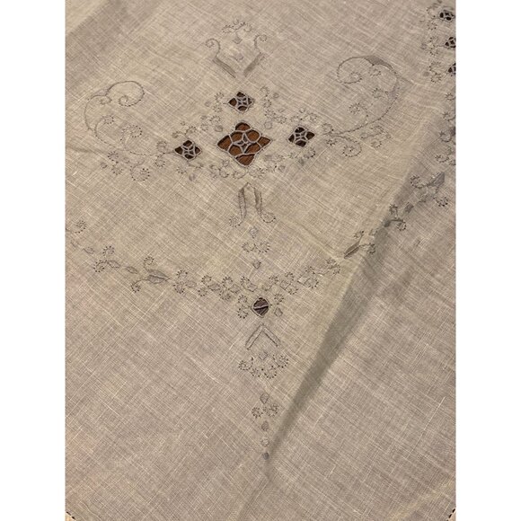 Vintage Embroidered Cutwork Tablecloth 33x33" - Picture 2 of 4